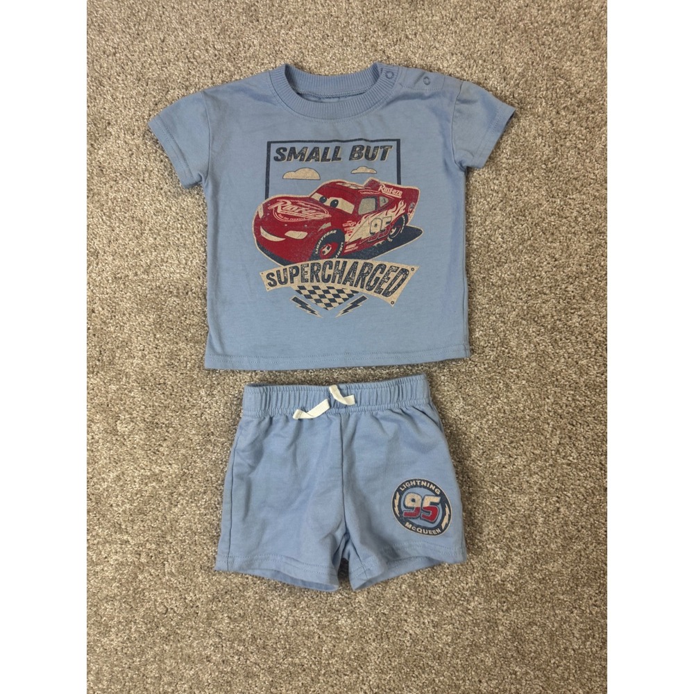 Disney Baby Pixar Cars Lightning McQueen Shirt and Shorts Set Blue 12M